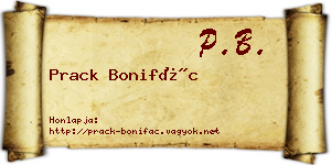 Prack Bonifác névjegykártya